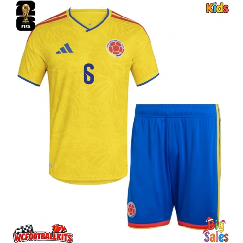 Colombia Richard Rios #6 Replica Home Stadium Kit for Kids World Cup 2026 Short Sleeve (+ pants)